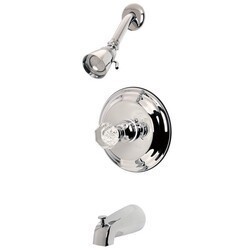 KINGSTON BRASS KB263WCL CELEBRITY TUB AND SHOWER FAUCET WITH SINGLE CRYSTAL OCTAGONAL KNOB HANDLE