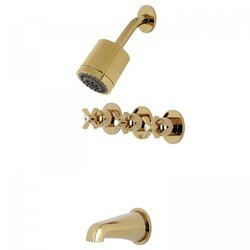 KINGSTON BRASS KBX8132ZX MILLENNIUM 3-HANDLE TUB AND SHOWER FAUCET IN POLISHED BRASS