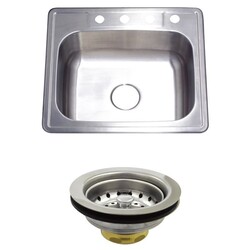 KINGSTON BRASS KGKTS252210 25 X 22 INCH SELF-RIMMING SINGLE BOWL KITCHEN SINK WITH STRAINER IN BRUSHED