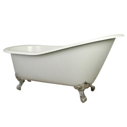 KINGSTON BRASS NHVCT7D653129B AQUA EDEN 61 INCH CAST IRON SLIPPER BATHTUB WITH POLISHED CHROME FEET AND 7 INCH FAUCET DRILLINGS