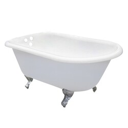 KINGSTON BRASS VCT3D543019NT AQUA EDEN 54 INCH CAST IRON ROLL TOP CLAWFOOT TUB WITH 3-3/8 INCH TUB WALL DRILLINGS