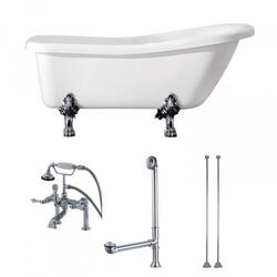 KINGSTON BRASS KTDE692823C AQUA EDEN 67-INCH ACRYLIC CLAWFOOT TUB WITH FAUCET DRAIN AND SUPPLY LINES COMBO
