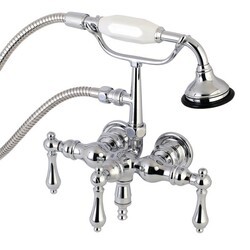 KINGSTON BRASS AE20T1 VINTAGE WALL MOUNT CLAWFOOT TUB FAUCET WITH HAND SHOWER IN CHROME