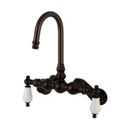 KINGSTON BRASS AE83T5 VINTAGE 3-3/8-INCH ADJUSTABLE WALL MOUNT TWO HANDLE TUB FAUCET IN OIL RUBBED BRONZE
