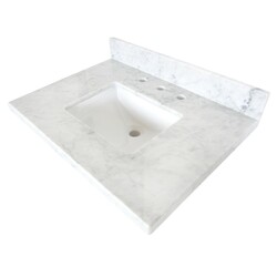 KINGSTON BRASS KVPB3022M38SQ TEMPLETON CARRARA MARBLE VANITY TOP WITH SQUARE UNDERMOUNT SINK IN WHITE