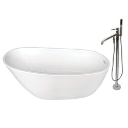 KINGSTON BRASS KTRS592928A AQUA EDEN 59-INCH ACRYLIC FREESTANDING TUB WITH FAUCET COMBO