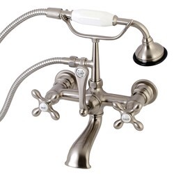 KINGSTON BRASS AE557T VINTAGE WALL MOUNT CLAWFOOT TUB FAUCET WITH HAND SHOWER