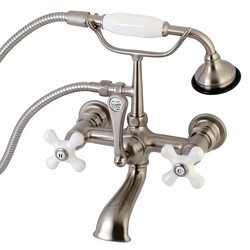 KINGSTON BRASS AE559T VINTAGE WALL MOUNT CLAWFOOT TUB FAUCET WITH HAND SHOWER