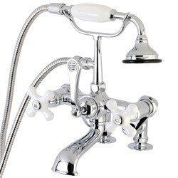 KINGSTON BRASS AE660T1 VINTAGE DECK MOUNT CLAWFOOT TUB FAUCET WITH HAND SHOWER IN CHROME