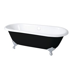 KINGSTON BRASS VBTND663013NB AQUA EDEN 66-INCH DOUBLE ENDED CLAWFOOT TUB WITH FEET NO FAUCET DRILLINGS
