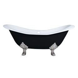 KINGSTON BRASS VBTND7231NC AQUA EDEN 72-INCH DOUBLE SLIPPER CLAWFOOT TUB WITH FEET NO FAUCET DRILLINGS