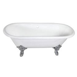 KINGSTON BRASS VCTDE7232NL AQUA EDEN 72-INCH CAST IRON DOUBLE ENDED CLAWFOOT TUB WITH FEET NO DRILLINGS