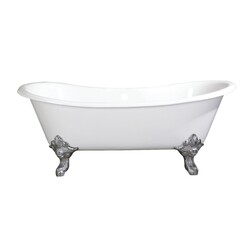 KINGSTON BRASS VCTNDS6731NL AQUA EDEN 67-INCH CAST IRON DOUBLE SLIPPER CLAWFOOT TUB WITH FEET NO DRILLINGS