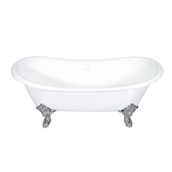 KINGSTON BRASS VCTNDS7231NL AQUA EDEN 72-INCH CAST IRON DOUBLE ENDED CLAWFOOT TUB WITH FEET NO DRILLINGS