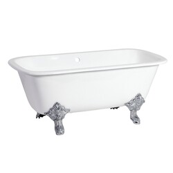 KINGSTON BRASS VCTQND6732NL AQUA EDEN 67 INCH CAST IRON SQUARE DOUBLE ENDED CLAWFOOT TUB WITH FEET NO FAUCET HOLES