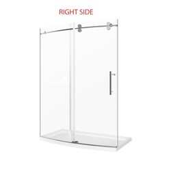 A&E BATH AND SHOWER SK-C-6034-R TINA 60 INCH CURVED SHOWER DOOR WITH BASE-RIGHT OPENING