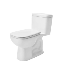 DURAVIT D4005800 D-CODE 1.28 GPF ONE PIECE ELONGATED CHAIR HEIGHT TOILET WITH LEFT HAND LEVER - SEAT INCLUDED