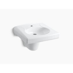KOHLER K-1999-1N-0 BRENHAM WALL-MOUNTED OR CONCEALED CARRIER ARM MOUNTED COMMERCIAL BATHROOM SINK WITH SINGLE FAUCET HOLE AND SHROUD