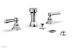 PHYLRICH 500-61 HEX TRADITIONAL FOUR HOLE DECK MOUNT BIDET FAUCET SET WITH LEVER HANDLES