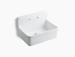 KOHLER K-12787-0 30 INCH X 22 INCH WALL-MOUNTED WITH 8 INCH WIDESPREAD FAUCET HOLES FROM THE GILFORD COLLECTION