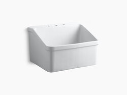 KOHLER K-12794-0 HOLLISTER UTILITY SINK WITH THREE FAUCET HOLES AT 8 INCH CENTERS