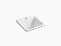 KOHLER K-19022-1 PARK FALLS 21 INCH SINGLE BASIN UNDERMOUNT OR DROP IN CAST IRON UTILITY SINK WITH SINGLE FAUCET HOLE