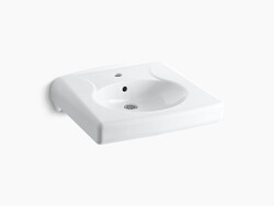 KOHLER K-1997-1 BRENHAM 14-3/8 INCH WALL MOUNTED BATHROOM SINK WITH 1 HOLE DRILLED AND OVERFLOW
