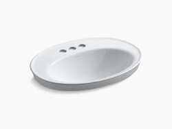 KOHLER K-2075-4 SERIF 16-7/8 INCH DROP IN BATHROOM SINK WITH 3 HOLES DRILLED AND OVERFLOW