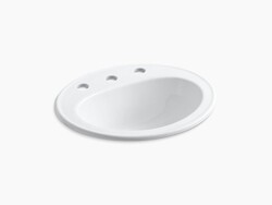 KOHLER K-2196-8 PENNINGTON 16 INCH DROP IN BATHROOM SINK WITH 3 HOLES DRILLED AND OVERFLOW