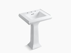 KOHLER K-2238-8 MEMOIRS CLASSIC 24 INCH FIRECLAY PEDESTAL BATHROOM SINK WITH 8 INCH WIDESPREAD FAUCET HOLES