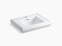 KOHLER K-2239-1 MEMOIRS CLASSIC 24 INCH FIRECLAY PEDESTAL BATHROOM SINK WITH 1 HOLE DRILLED AND OVERFLOW