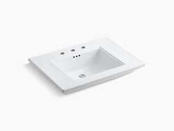 KOHLER K-2269-8 MEMOIRS STATELY 30 INCH FIRECLAY PEDESTAL BATHROOM SINK WITH 3 HOLES DRILLED AND OVERFLOW