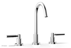 PHYLRICH D130 BASIC THREE HOLE HIGH SPOUT WIDESPREAD BATHROOM FAUCET WITH LEVER HANDLES