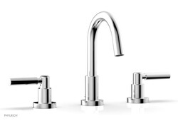 PHYLRICH D131 BASIC THREE HOLE MEDIUM SPOUT WIDESPREAD BATHROOM FAUCET WITH LEVER HANDLES