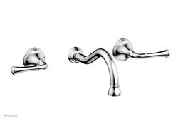 PHYLRICH DWL205 3RING THREE HOLE WALL MOUNT BATHROOM FAUCET WITH STRAIGHT LEVER HANDLES