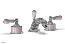 PHYLRICH K243 VERSAILLES THREE HOLE WIDESPREAD BATHROOM FAUCET WITH PINK ONYX LEVER HANDLES