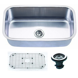 EMPIRE INDUSTRIES A-14C ATLAS 29.5 INCH UNDERMOUNT 18 GAUGE STAINLESS STEEL SINGLE BOWL KITCHEN SINK WITH GRID AND STRAINER
