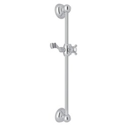 ROHL 1200 SHOWER COLLECTION 21-5/8 INCH WALL MOUNT SLIDE BAR WITH WHITE RESIN CAP ON CROSS HANDLE