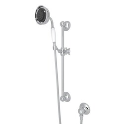 ROHL 1310 SPA SHOWER 4-3/32 INCH DIAMETER MULTI-FUNCTION CLASSIC HANDSHOWER SET WITH WHITE RESIN HANDLE