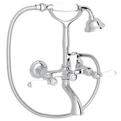ROHL A1401LP COUNTRY BATH VIAGGIO EXPOSED WALL MOUNT TUB FILLER WITH HANDSHOWER, PORCELAIN LEVERS