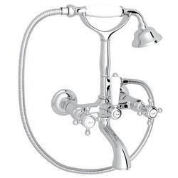 ROHL A1401XM COUNTRY BATH VIAGGIO EXPOSED WALL MOUNT TUB FILLER WITH HANDSHOWER, CROSS HANDLES