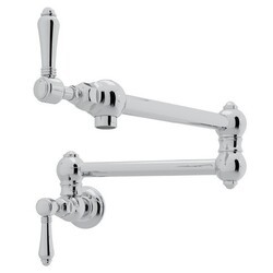 ROHL A1451LM-2 COUNTRY SINGLE HOLE WALL MOUNT SWING ARM POT FILLER WITH METAL LEVERS