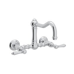 ROHL A1456LM-2 COUNTRY ACQUI WALL MOUNT COLUMN SPOUT BRIDGE SINGLE HOLE KITCHEN FAUCET WITH METAL LEVERS