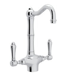 ROHL A1680LM-2 COUNTRY ACQUI SINGLE HOLE COLUMN SPOUT BAR/ FOOD PREP FAUCET WITH METAL LEVERS