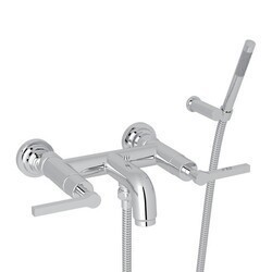 ROHL A2202LM LOMBARDIA WALL MOUNT EXPOSED TUB SET WITH HANDSHOWER, METAL LEVERS
