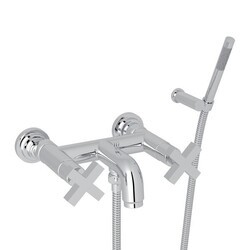 ROHL A2202XM AVANTI WALL MOUNT EXPOSED TUB SET WITH HANDSHOWER, CROSS HANDLES