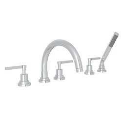 ROHL A2214LM LOMBARDIA 5-HOLE DECK MOUNT TUB FILLER WITH C-SPOUT, METAL LEVERS