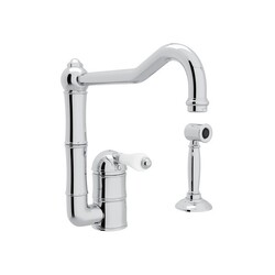 ROHL A3608LPWS-2 COUNTRY ACQUI SINGLE HOLE COLUMN SPOUT KITCHEN FAUCET WITH SIDESPRAY AND PORCELAIN LEVERS