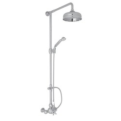 ROHL AC407OP ARCANA EXPOSED WALL MOUNT THERMOSTATIC SHOWER WITH VOLUME CONTROL, ORNATE PORCELAIN HANDLE