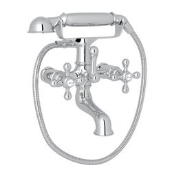 ROHL AC7X ARCANA EXPOSED TUB FILLER WITH HANDSHOWER, CROSS HANDLES
